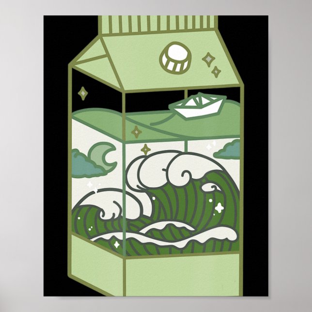 Aesthetic Mjölk Box Artwork Cute Kawaii Otaku Anim Poster (Framsidan)
