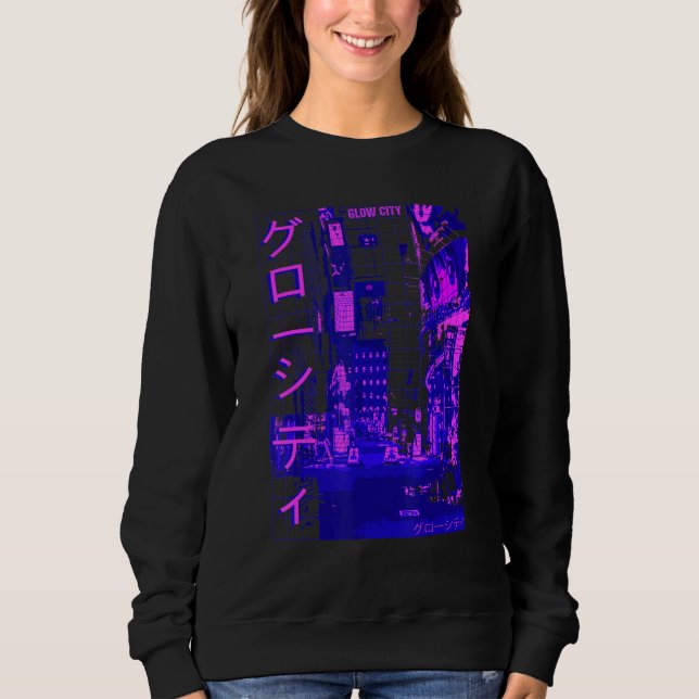 Aesthetic Modern Style Japan Glow City Streets Lig T Shirt (Framsida)