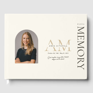 Aesthetic Monogram Funeral Memorial Guest Bok