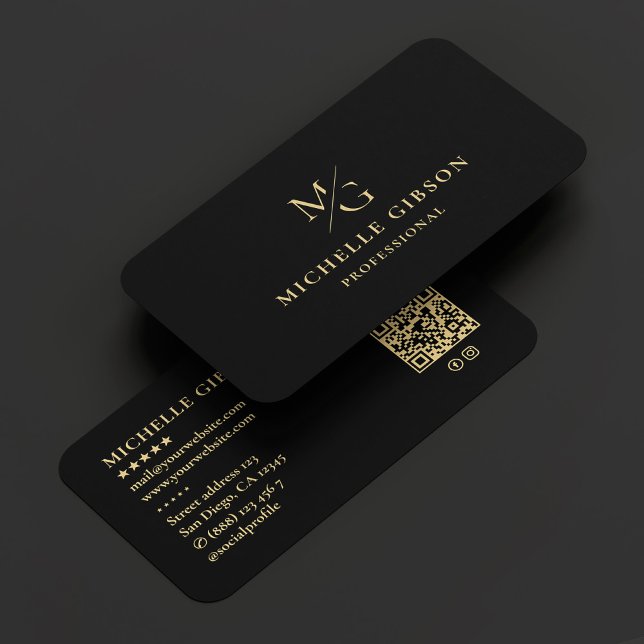Aesthetic Monogram Line Professionell Minimal Blac Visitkort (Aesthetic Monogram Line Professional Minimal Black Business Card
)