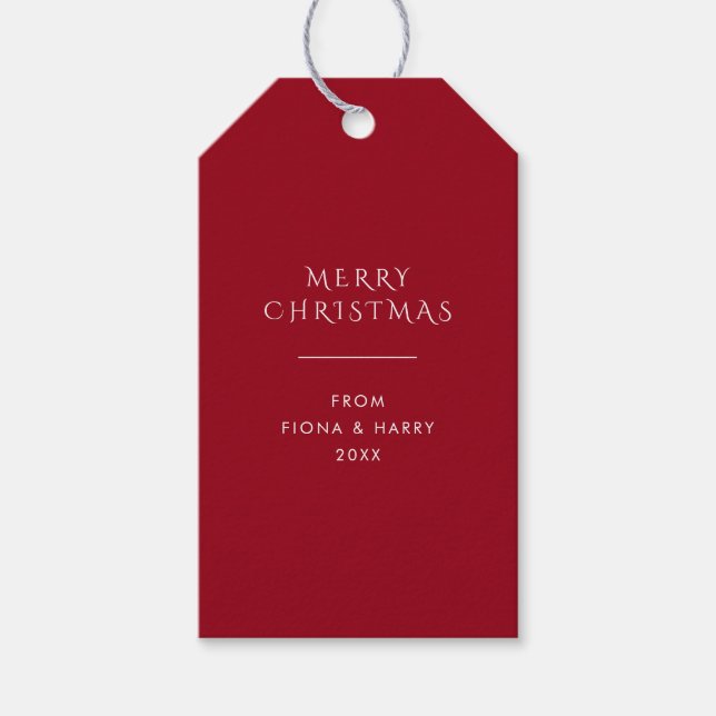 Aesthetic Mörk Red - Juletiketter Presentetikett (Framsidan)
