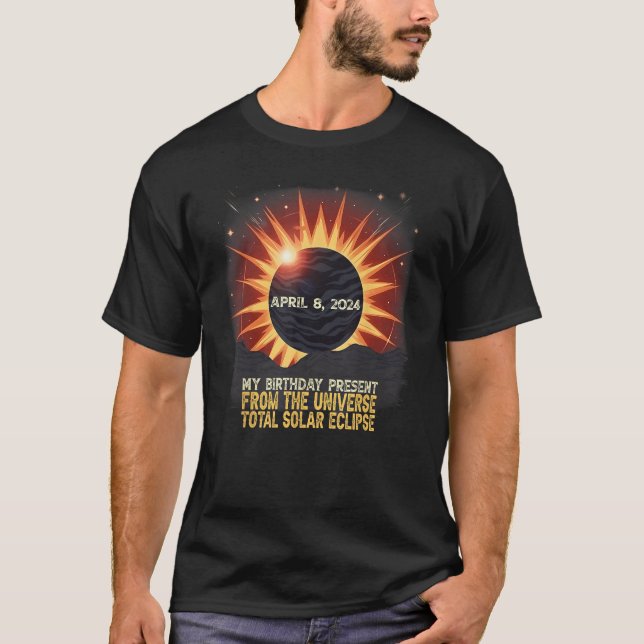 Aesthetic Mountain Total Solar Eclipse Apr 8 2024 T Shirt (Framsida)