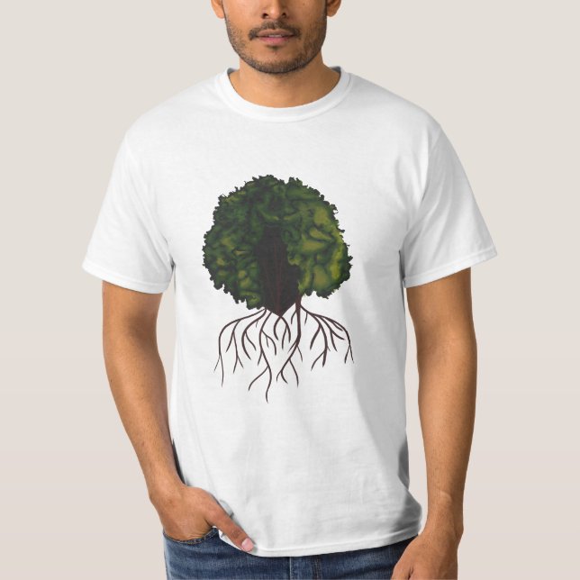 Aesthetic Nature Afro Collage Art med Träd Roots T Shirt (Framsida)