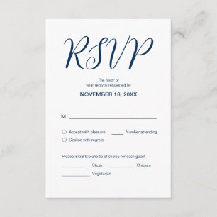 Aesthetic Navy Blue, Bröllop Middag OSA, Respond Tilläggskort
