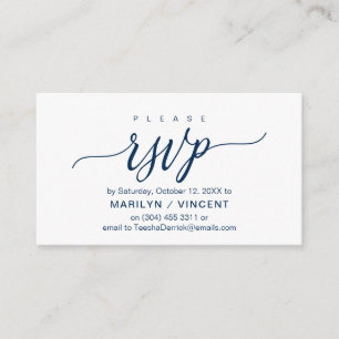 Aesthetic Navy Blue Script, Bröllop OSA Tilläggskort