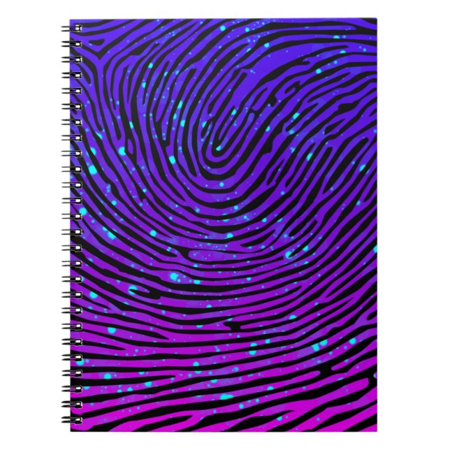 Aesthetic Neon Fingerprint Luminescent Anteckningsbok (Framsidan)