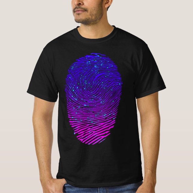 Aesthetic Neon Fingerprint Luminescent T Shirt (Framsida)