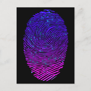 Aesthetic Neon Fingerprint Luminescent Vykort