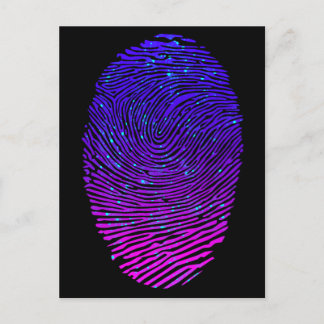 Aesthetic Neon Fingerprint Luminescent Vykort