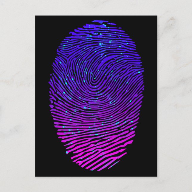 Aesthetic Neon Fingerprint Luminescent Vykort (Framsida)