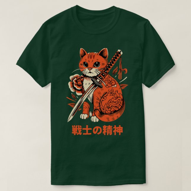 Aesthetic Ninja Cat Samurai Japanska Ar T Shirt (Design framsida)