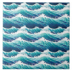 Aesthetic Ocean Vågar Decorative Ceramic Tile Kakelplatta