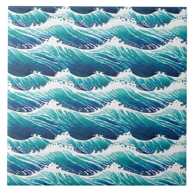Aesthetic Ocean Vågar Decorative Ceramic Tile Kakelplatta (Framsidan)