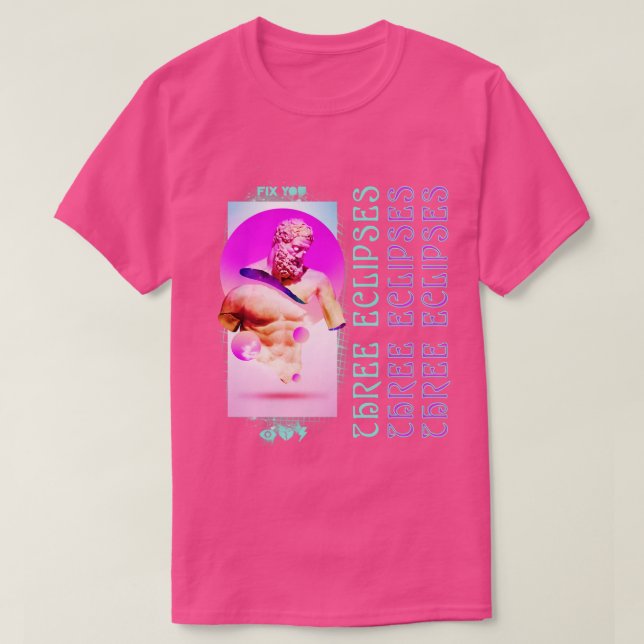 Aesthetic Outrun Greece State Three Eclipses Stree T Shirt (Design framsida)