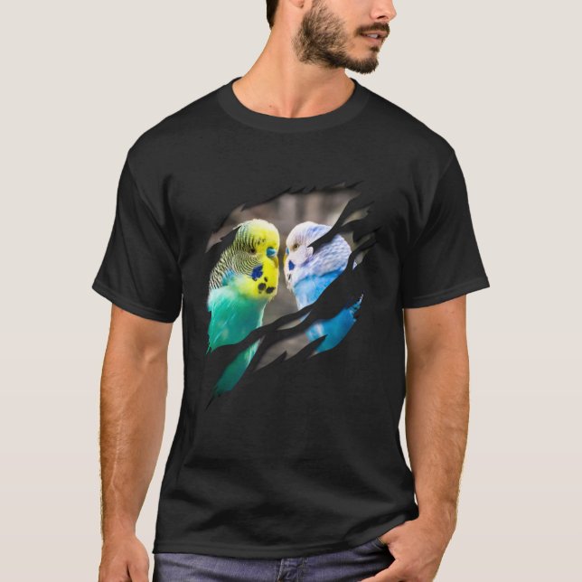 Aesthetic parrot parakeet with ribbed effect t shirt (Framsida)