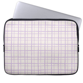 Aesthetic Pastel Hand Drawn Grid Dusty Lilac Laptop Fodral
