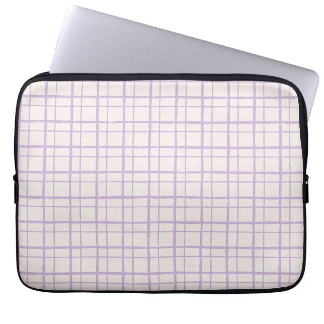 Aesthetic Pastel Hand Drawn Grid Dusty Lilac Laptop Fodral (Framsidan)