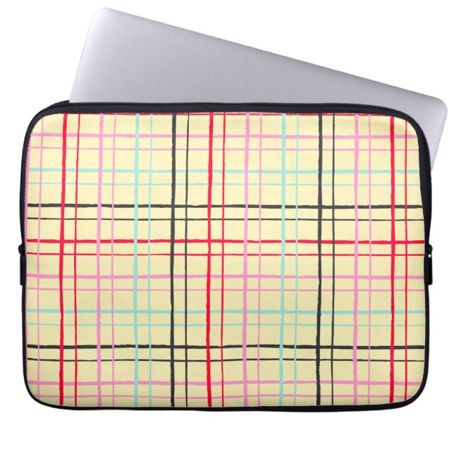Aesthetic Pastel Hand Drawn Grid Retro Pop Laptop Fodral (Framsidan)