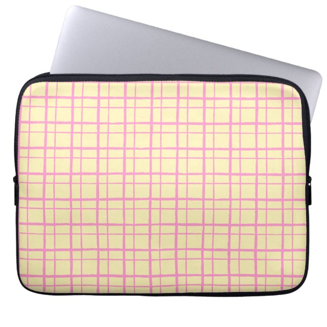 Aesthetic Pastel Hand Drawn Grid Sunshine Yellow Laptop Fodral (Framsidan)