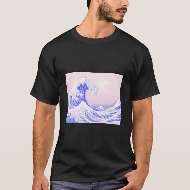 Aesthetic Pastel K Purple Great Wave Kawaii Japane T Shirt (Framsida)