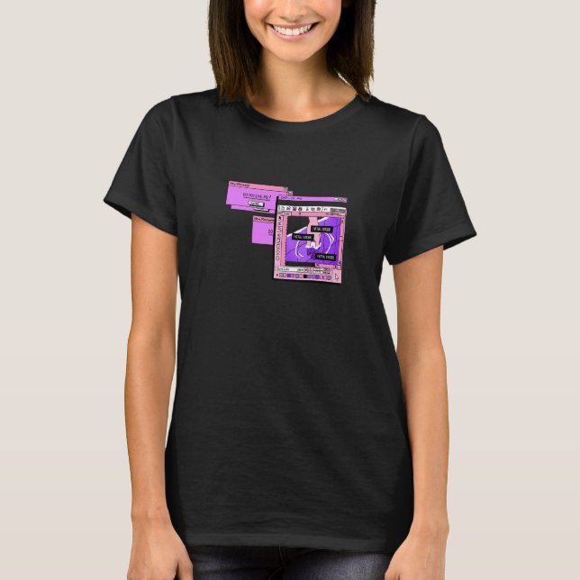Aesthetic PC Browser Vaporwave Sad Illustration   T Shirt (Framsida)