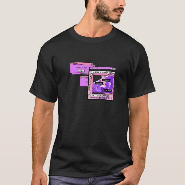 Aesthetic PC Browser Vaporwave Sad Illustration   T Shirt (Framsida)
