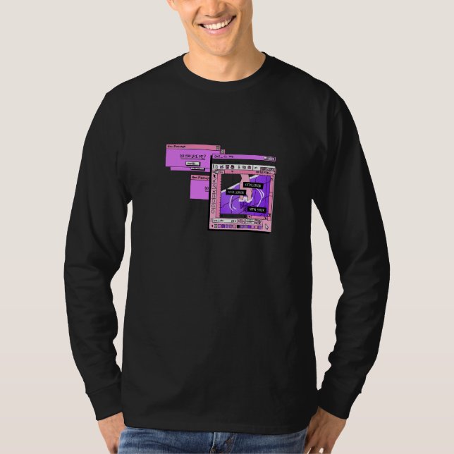 Aesthetic PC Browser Vaporwave Sad Illustration   T Shirt (Framsida)