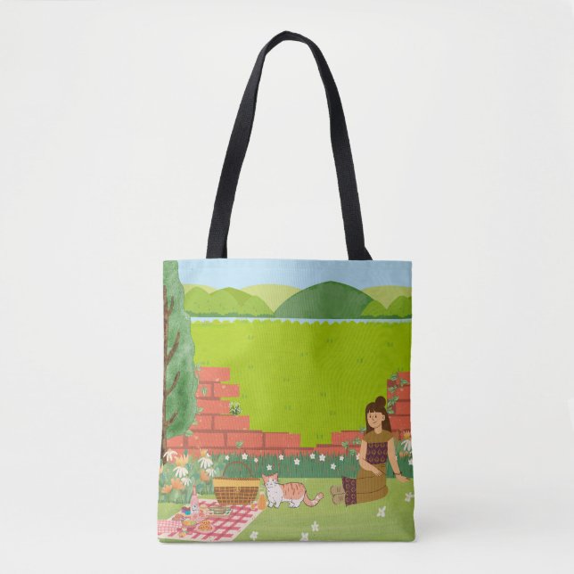 Aesthetic Picnic Modern Tote Tygkasse (Framsida)