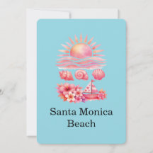 Aesthetic Pink Beach Sunset Watercolor