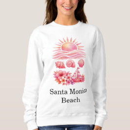 Aesthetic Pink Beach Sunset Watercolor T Shirt