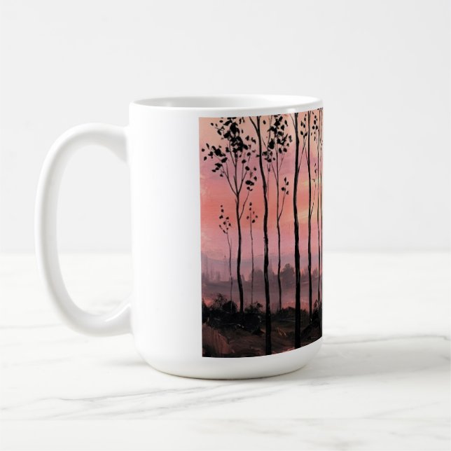 Aesthetic Pink Sunset Coffee Mug – Nature Inspired Kaffemugg (Vänster)