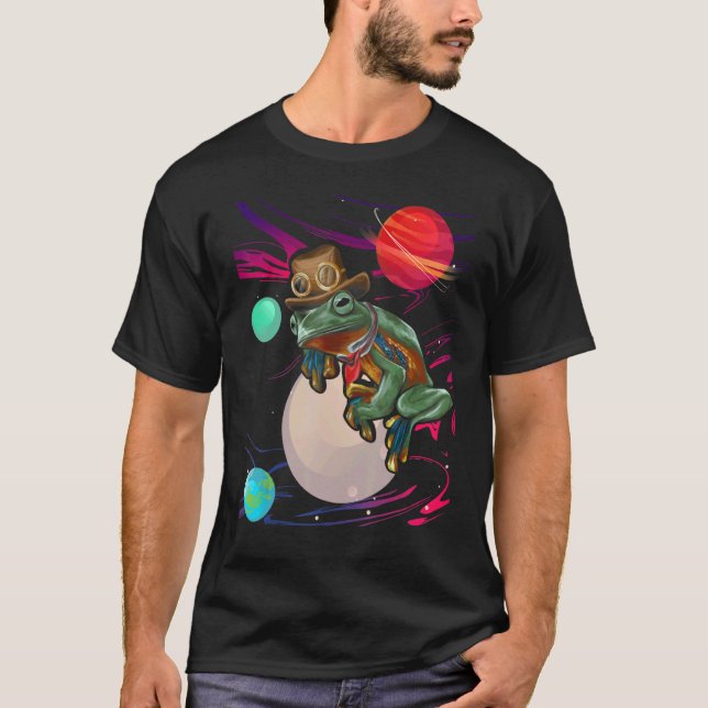 Aesthetic Psychedelic Frog Trippy Galaxy Space For T Shirt (Framsida)
