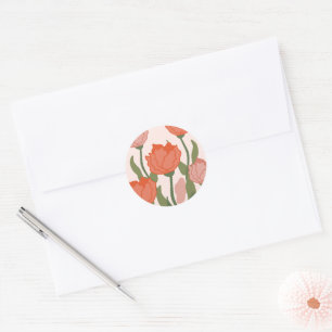 Aesthetic Red and Rosa ros Round Sticker Runt Klistermärke