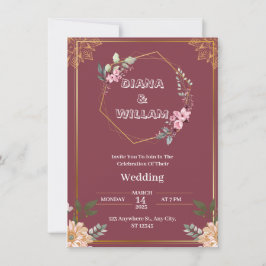 Aesthetic Red guld bröllopsinbjudan Inbjudningar