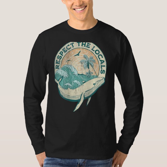 Aesthetic Respect The Local  Ocean Word On Back T Shirt (Framsida)
