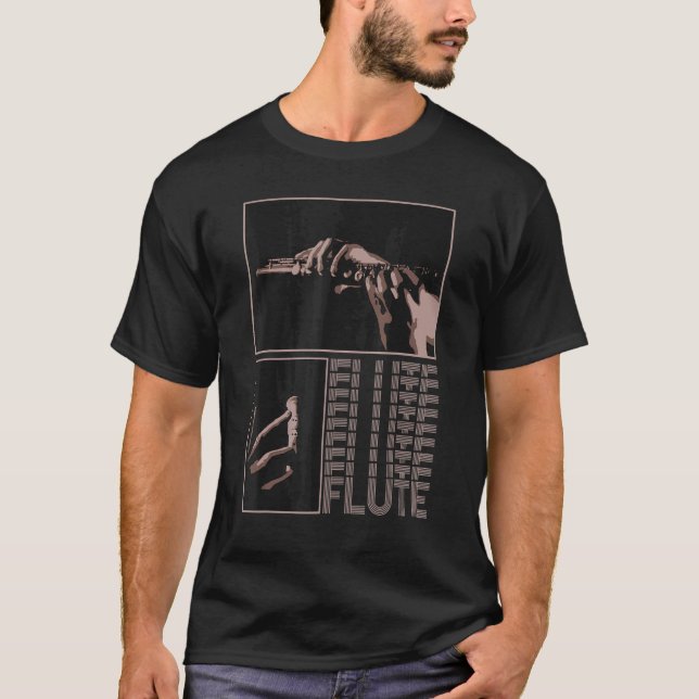 Aesthetic Retro Flutist Instrument Flute Player Mu T Shirt (Framsida)