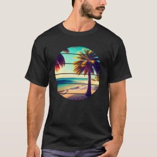 Aesthetic Retro Stil Handflatan Träd Tropical Beac T Shirt