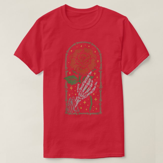 Aesthetic Ro White Skeleton Hand Holding A Red R T Shirt (Design framsida)