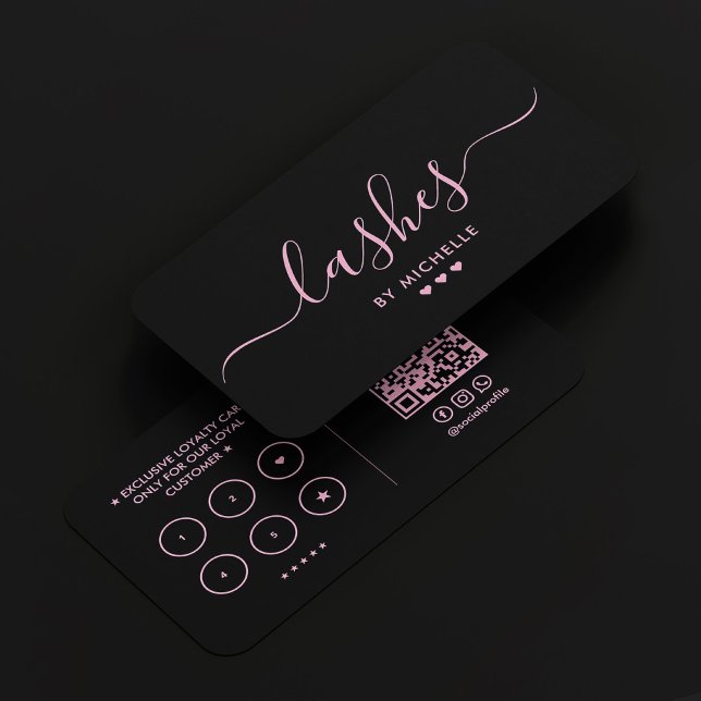 Aesthetic Rosa Lash Makeup Artist Loyalty Visitkort (Aesthetic Pink Lashes Makeup Artist Loyalty Business Card
)