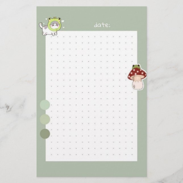 Aesthetic Sage green Frog cute korean Brevpapper (Framsida)