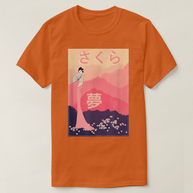 Aesthetic Sakura Cherry Blommar BeVacker Japanska T Shirt (Design framsida)