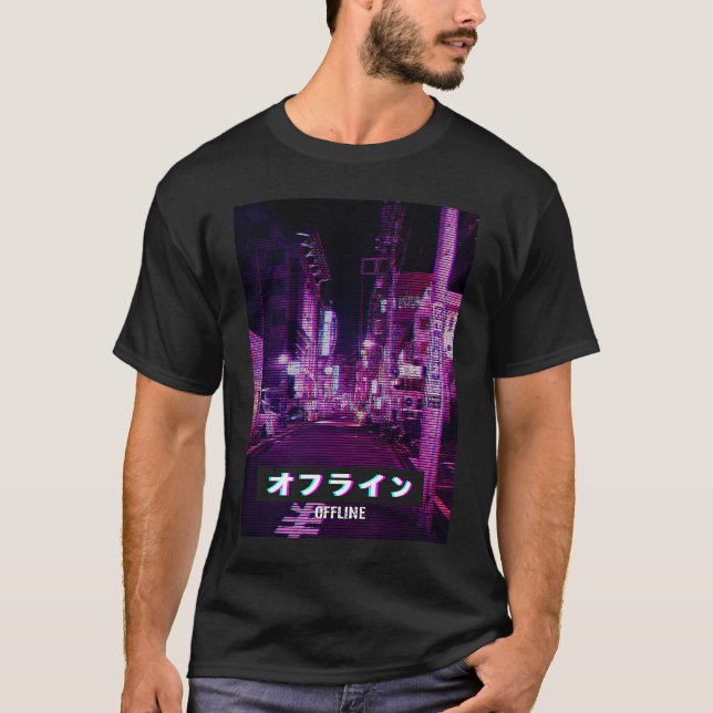 Aesthetic Style Vaporwave Japan 80s Meme Sad Glitc T Shirt (Framsida)