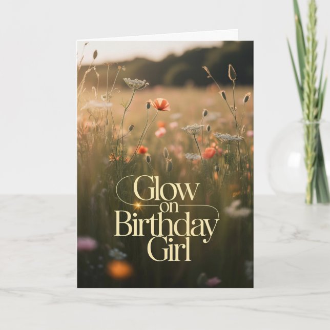 Aesthetic Sun Drenched Golden Hour Botanical Kort (Framsida)