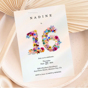 Aesthetic Sweet 16 Birthday-inbjudan Modern 16:e Inbjudningar