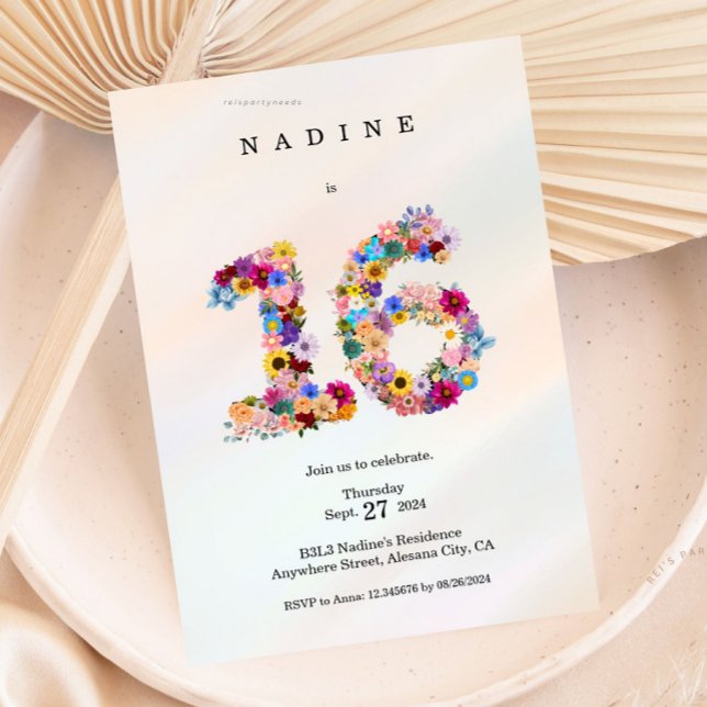 Aesthetic Sweet 16 Birthday-inbjudan Modern 16:e Inbjudningar (Skapare uppladdad)