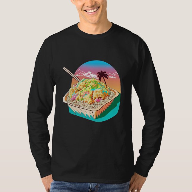 Aesthetic Synthwave Fried Rice with 80s Aesthetic T Shirt (Framsida)