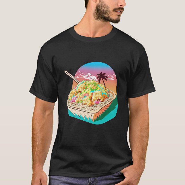 Aesthetic Synthwave Fried Rice with 80s Aesthetic T Shirt (Framsida)