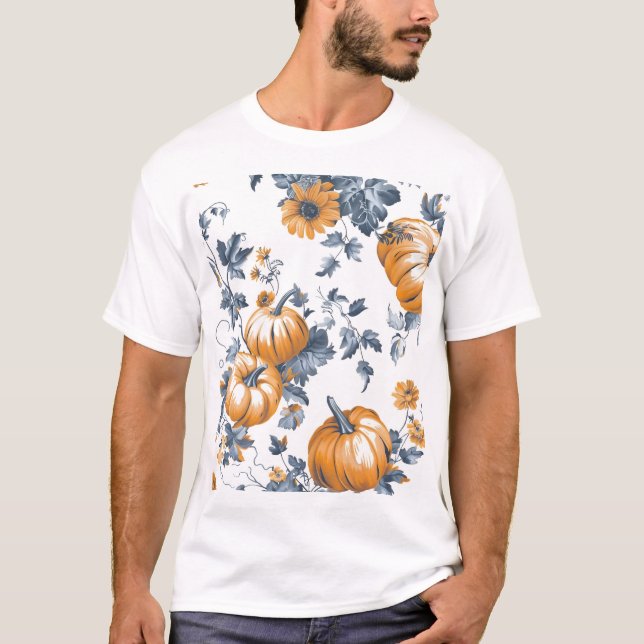 Aesthetic Tiled Pumpkin Mönster T Shirt (Framsida)