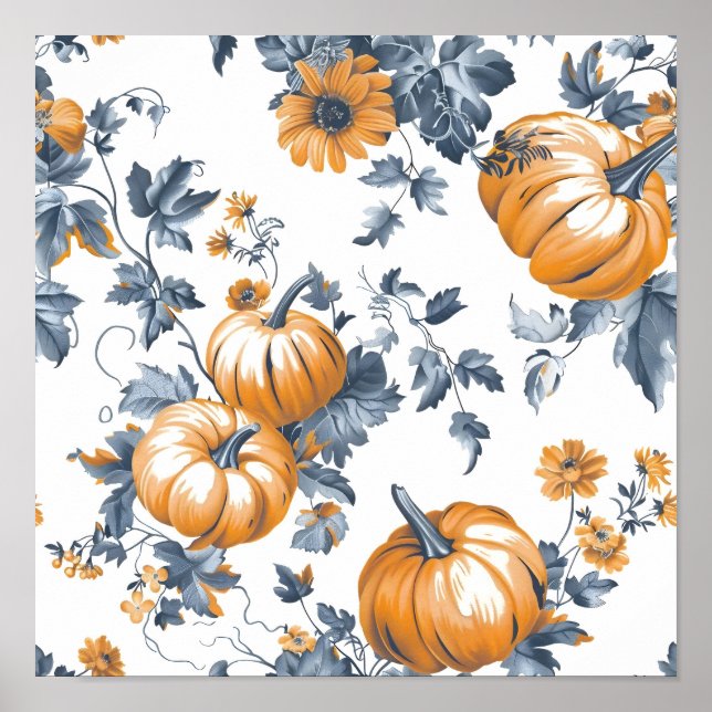 Aesthetic Tiled Pumpkin Pattern Poster (Framsidan)
