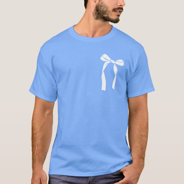 Aesthetic Trendig Blue Coquette Bow T-Shirt (Framsida)